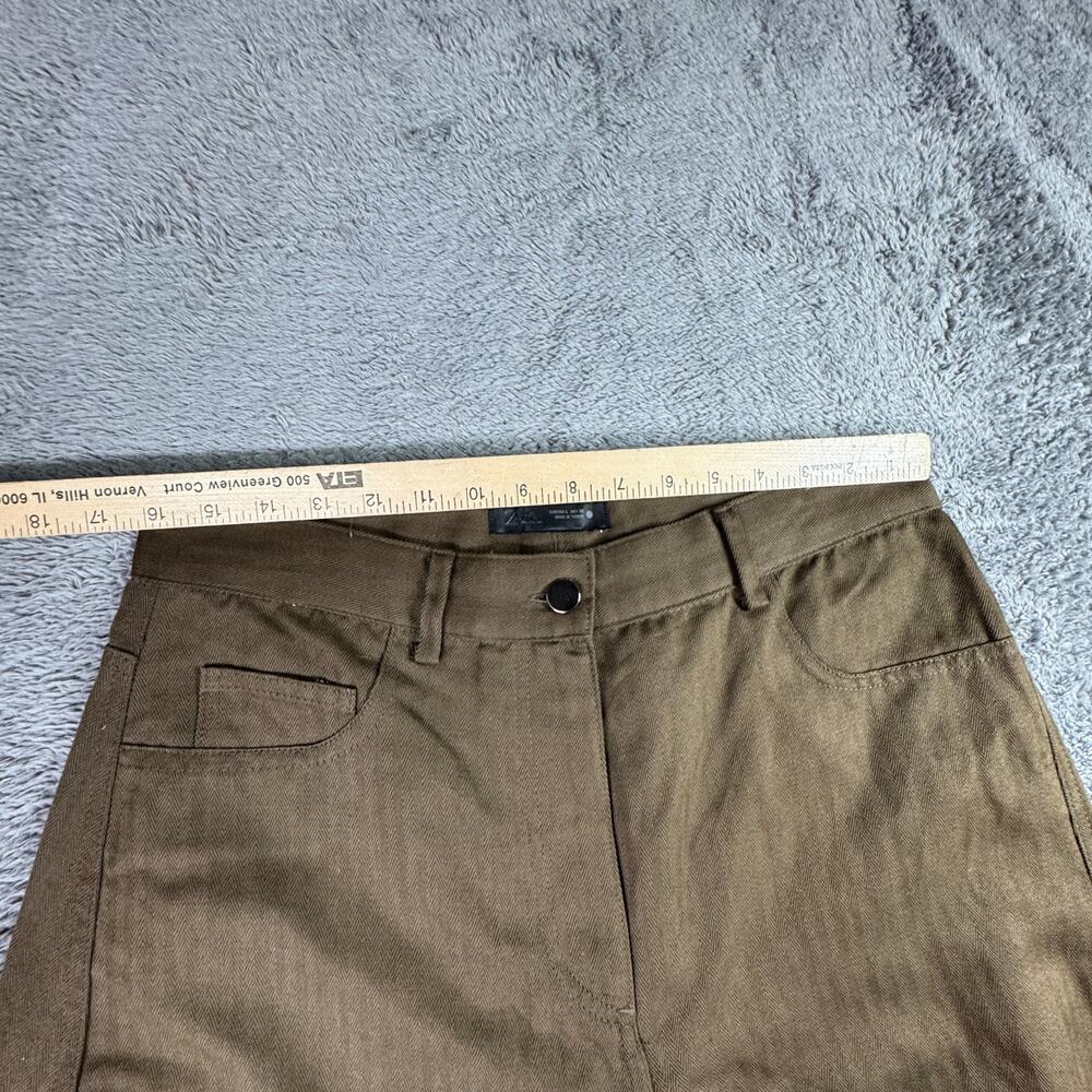 Zara Linen Cotton Blend Barrel Pants Herringbone Womens L High Waist 32x29 - Picture 10 of 10